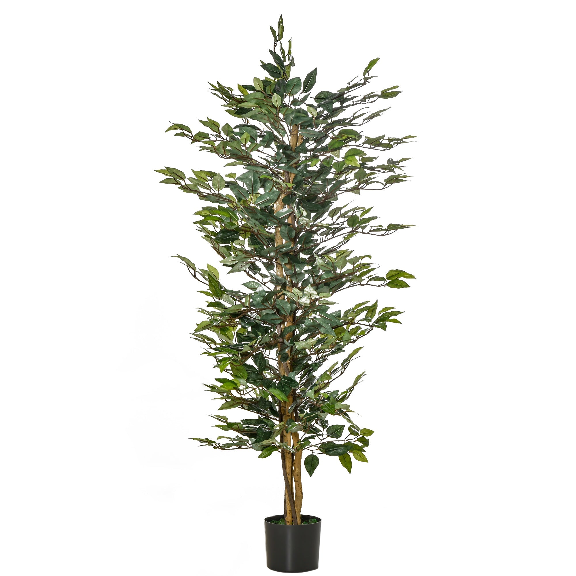 5FT Artificial Ficus Tree, Fake Tree with Leaves, Faux Plant in Nursery Pot for Indoor and Outdoor Decoration Artificial Trees   at Gallery Canada