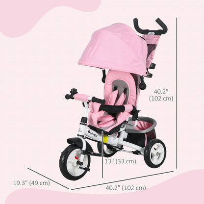 4 in 1 Tricycle for Toddler 1-5 Years with Parent-Push Handle, Pink Tricycles for Kids   at Gallery Canada