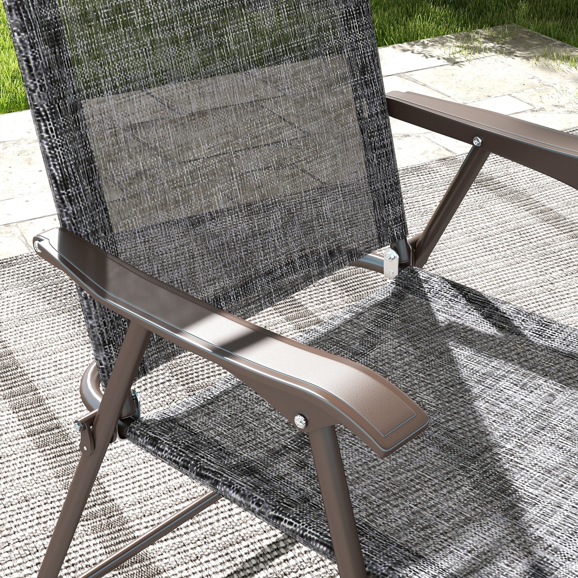 2 Pieces Folding Patio Camping Chairs Set, Sports Chairs for Adults with Armrest, Mesh Fabric Seat for Lawn Patio Chairs at Gallery Canada