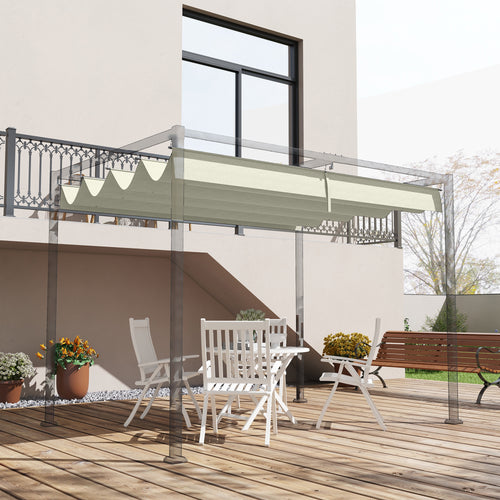 Pergola Canopy, Retractable Sun Shade Cover for 9.8' x 7.1' Pergola, UV30+ Protected, Cream White