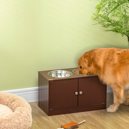 Elevated Dog Bowls, Pet Feeding Station with Stand, Brown Dog Bowls   at Gallery Canada