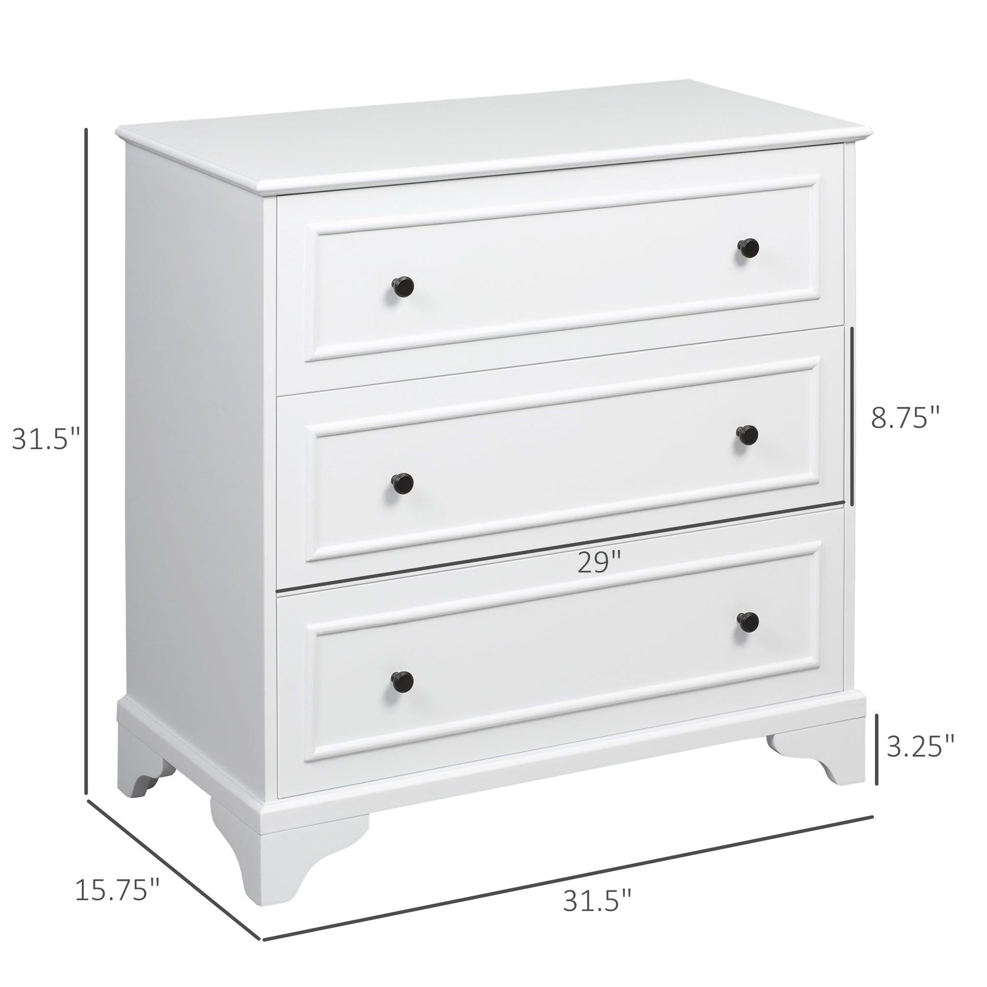 3-Drawer Dresser Tower Storage Cabinet, Chest of Drawers for Bedroom, Hallway, Living Room and Bathroom, White Storage Cabinets   at Gallery Canada