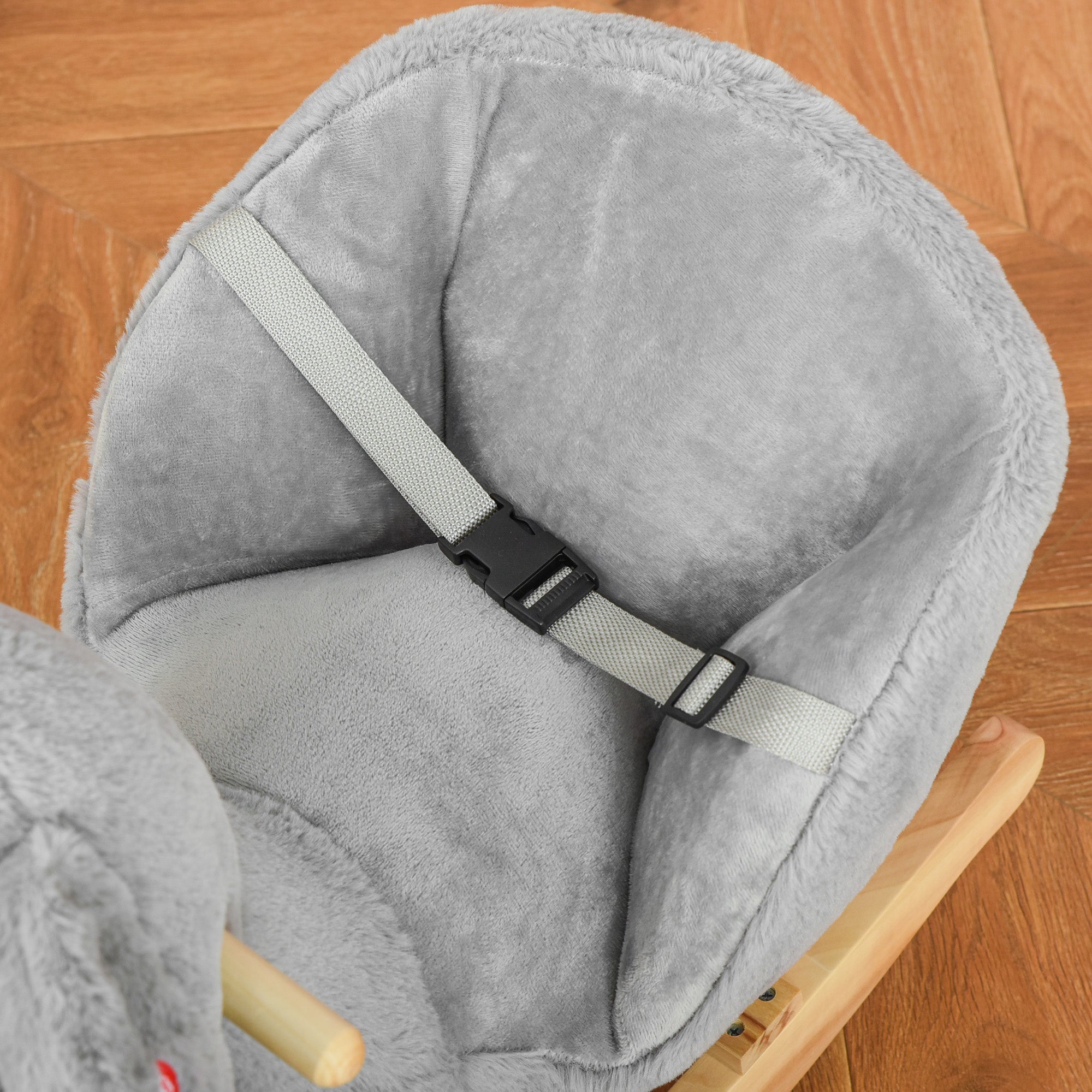 Kids Plush Ride-On Rocking Horse Koala-shaped Plush Toy Rocker with Gloved Doll Realistic Sounds for Child 18-36 Months Grey Rocking Horses at Gallery Canada