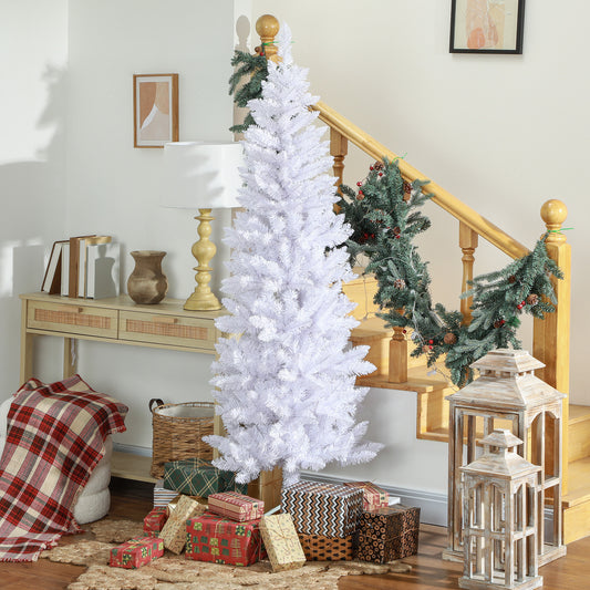 6ft Tall Pencil Artificial Christmas Tree with 479 Branch Tips with Steel Base, White Pencil Christmas Trees   at Gallery Canada