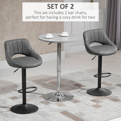 Adjustable Swivel Counter Height Bar Stools, Faux Leather, Set of 2, Grey Bar Stools   at Gallery Canada