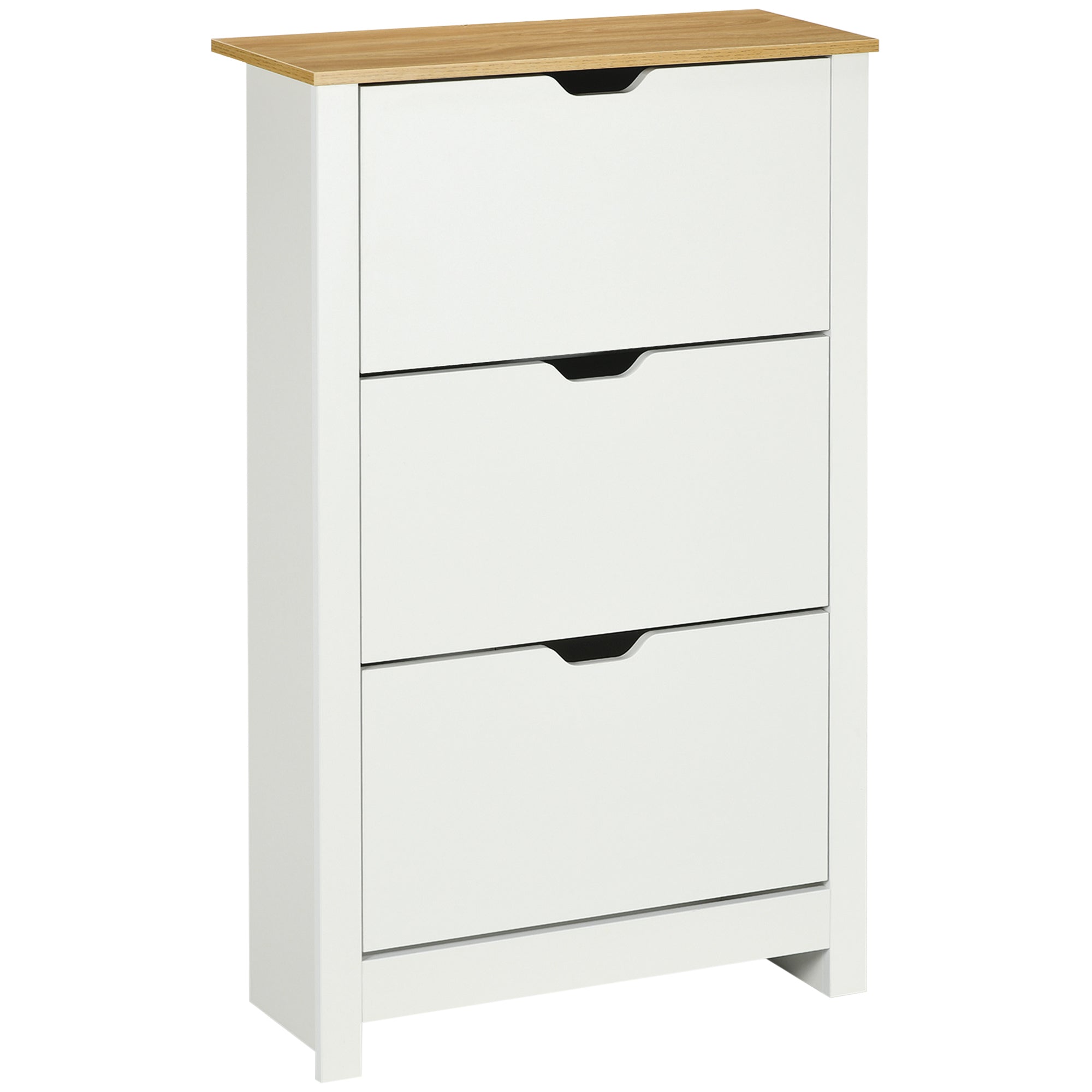 Shoe Storage Cabinet with 3 Flip Drawers and Adjustable Shelves for 18 Pairs of Shoes, White Shoe Storage Cabinets & Racks   at Gallery Canada