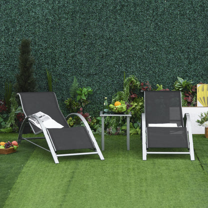 3 Pieces Outdoor Lounge Chair Set, 2 S-Shaped Lawn Chairs and a Glass Table for Patio, Yard, Black Lounger Chairs   at Gallery Canada