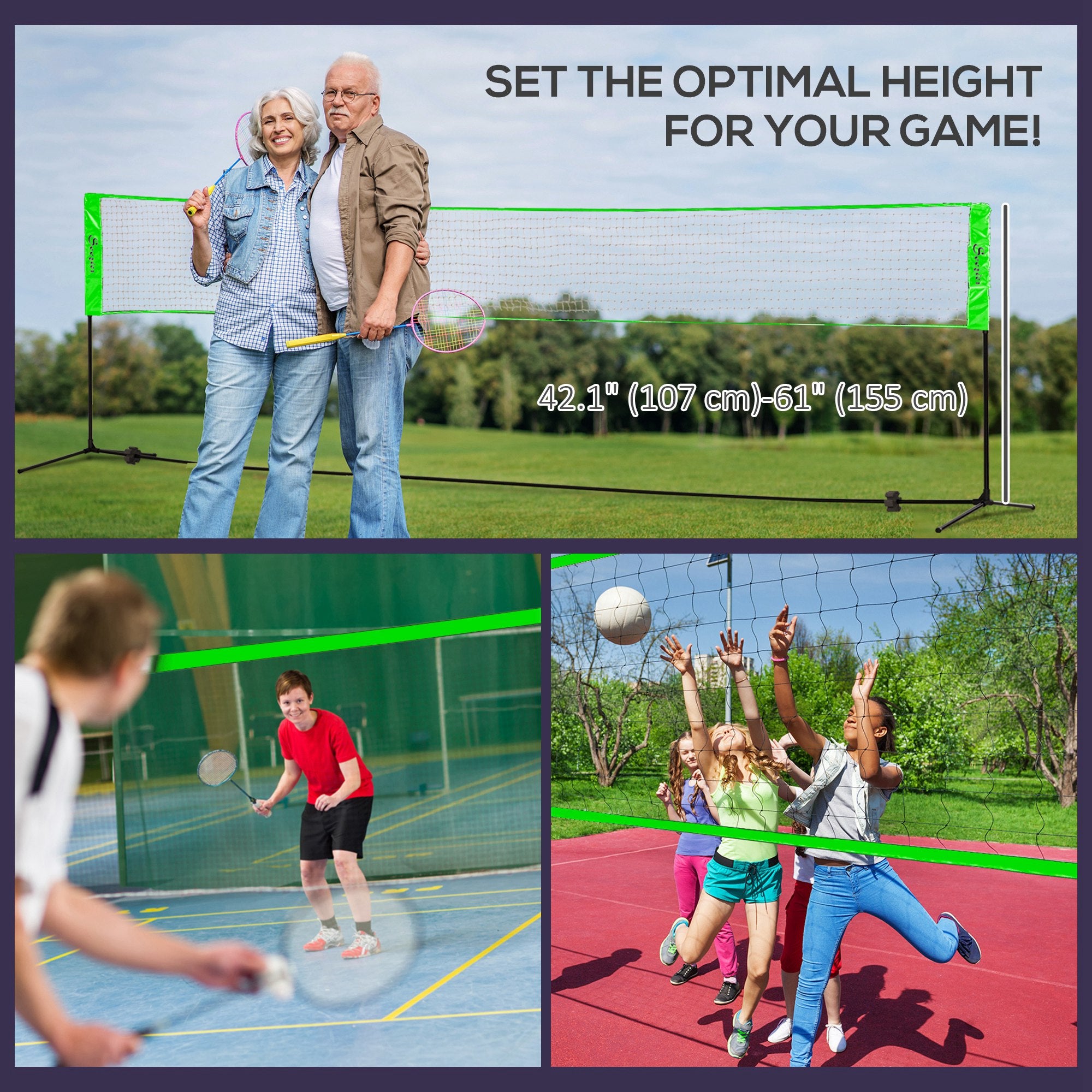 Portable Badminton Set, Pickleball Volleyball Net with 3 Shuttlecocks, 4 Rackets, for Indoor Outdoor, Beach, Backyard Badminton at Gallery Canada