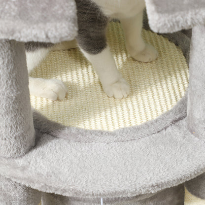 71" Cat Tree, Cat Tower with Scratching Posts, Sisal Pad, Cat Condo, Bed, Hammock, Platforms, Toy Balls, Light Grey Cat Towers   at Gallery Canada