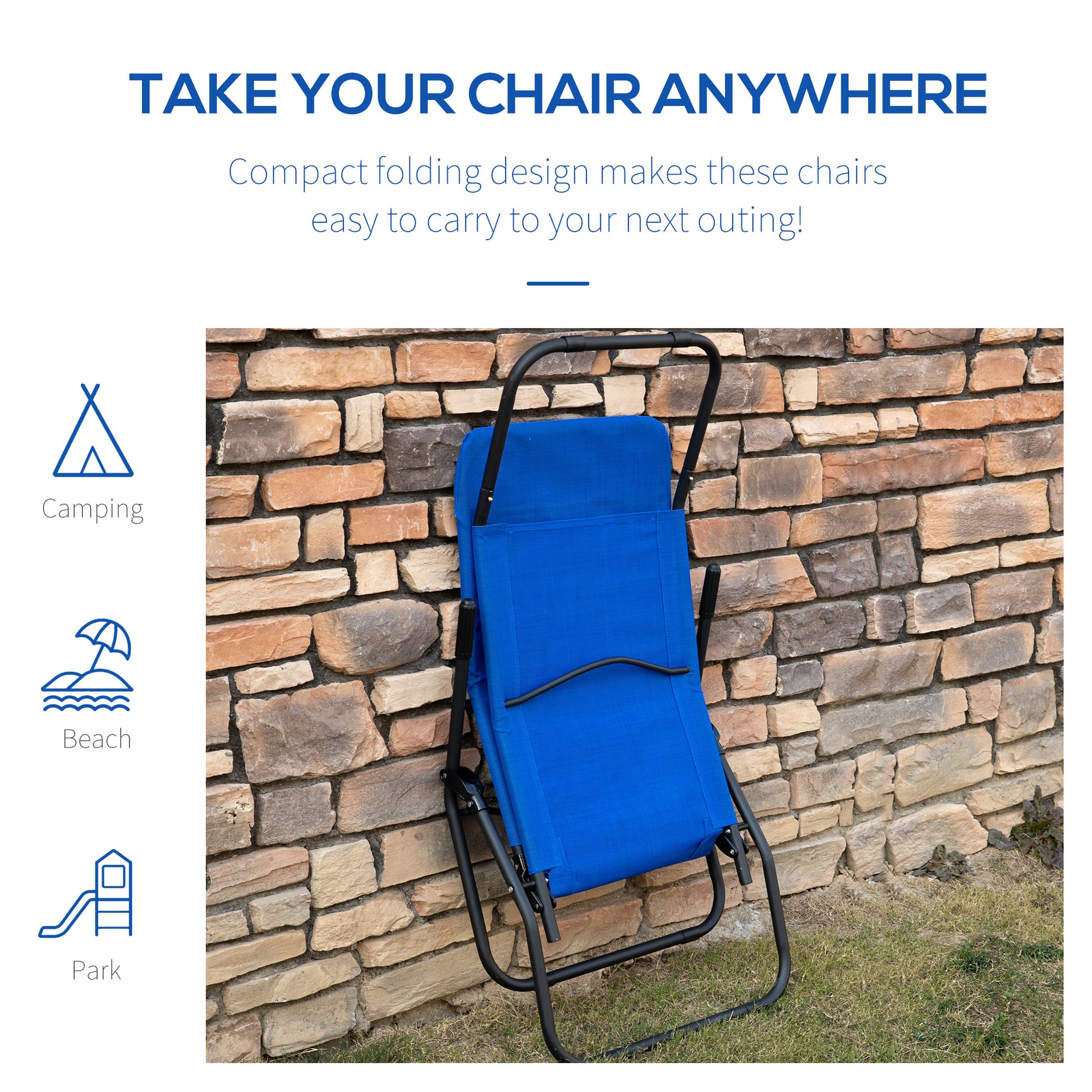 Zero Gravity Reclining Patio Lounge Chair with Footrests & Armrests, Blue Lounger Chairs   at Gallery Canada