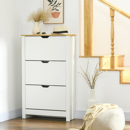 Shoe Storage Cabinet with 3 Flip Drawers and Adjustable Shelves for 18 Pairs of Shoes, White Shoe Storage Cabinets & Racks   at Gallery Canada