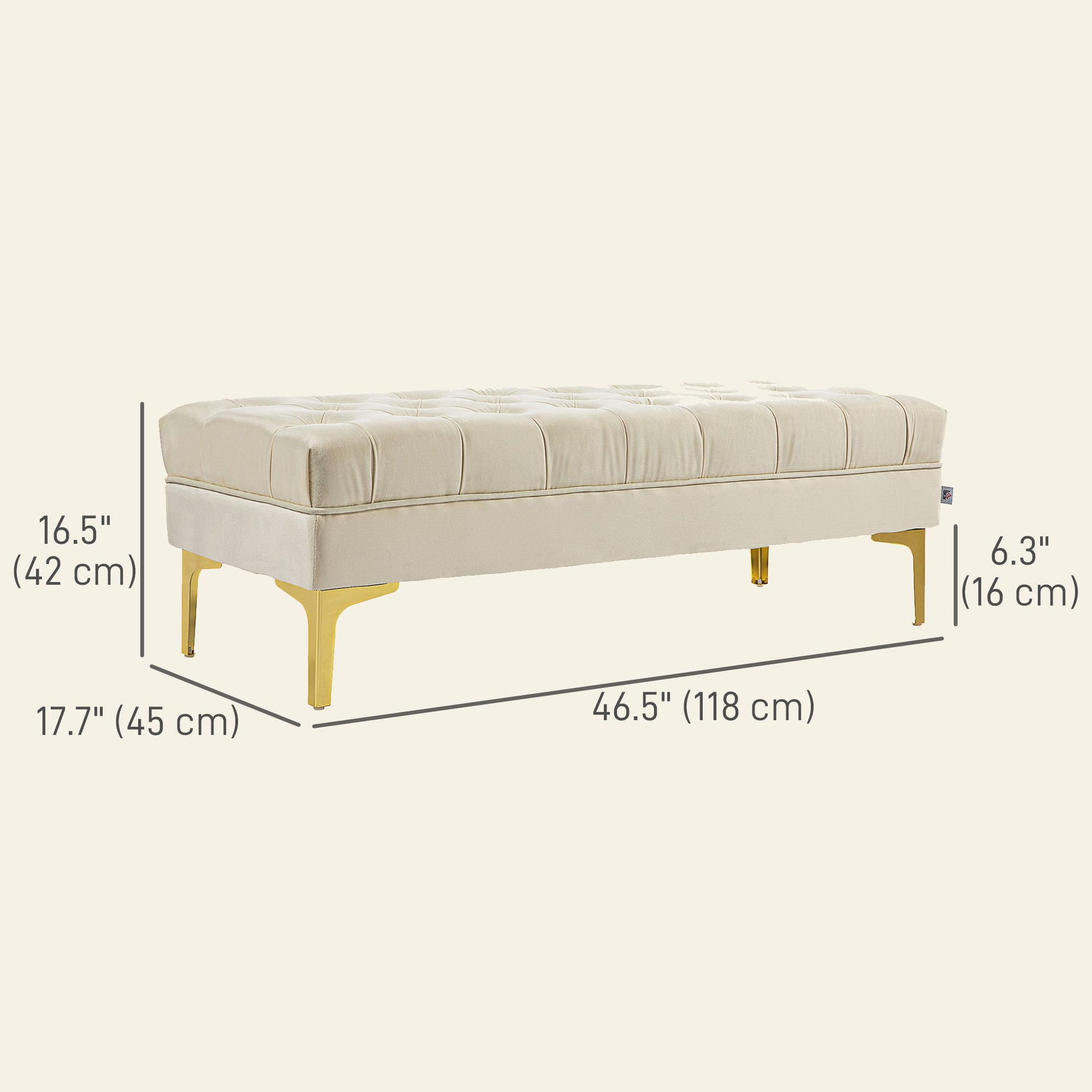 End of Bed Bench, Upholstered Bench, Entryway Shoe Bench with Button Tufted for Living Room, Bedroom, Cream White Storage Ottomans & Benches   at Gallery Canada