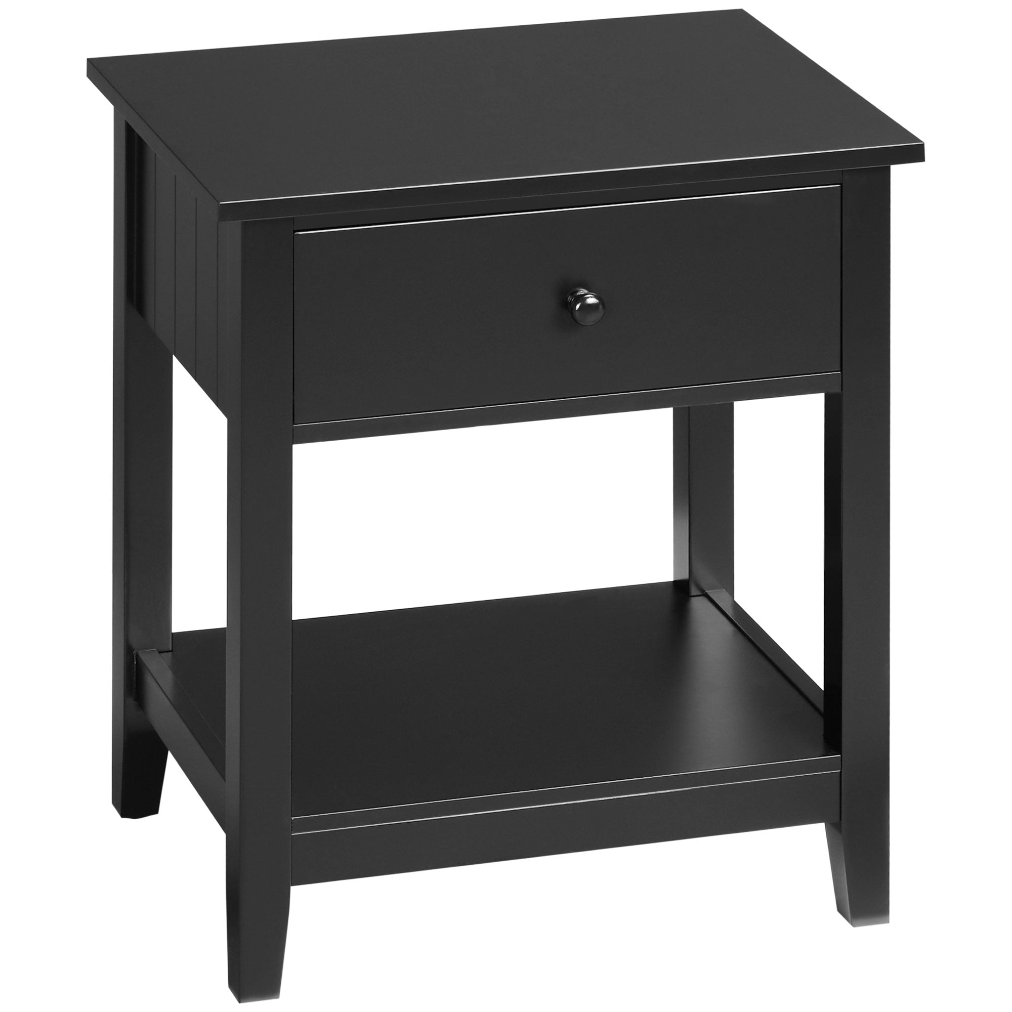 Modern Style Nightstand, Small End Table with Drawer and Storage Shelf for Bedroom, Living Room, Black Side Tables   at Gallery Canada