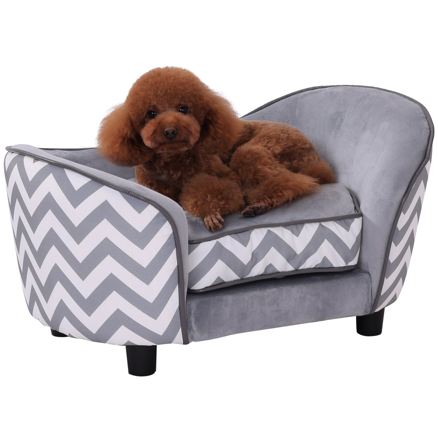 Pet Sofa Elevated Dog Bed Raised Cat Couch Puppy Furniture for Small Sized Dogs with Storage Removable Cushion Cover Grey Dog Sofas Grey  at Gallery Canada