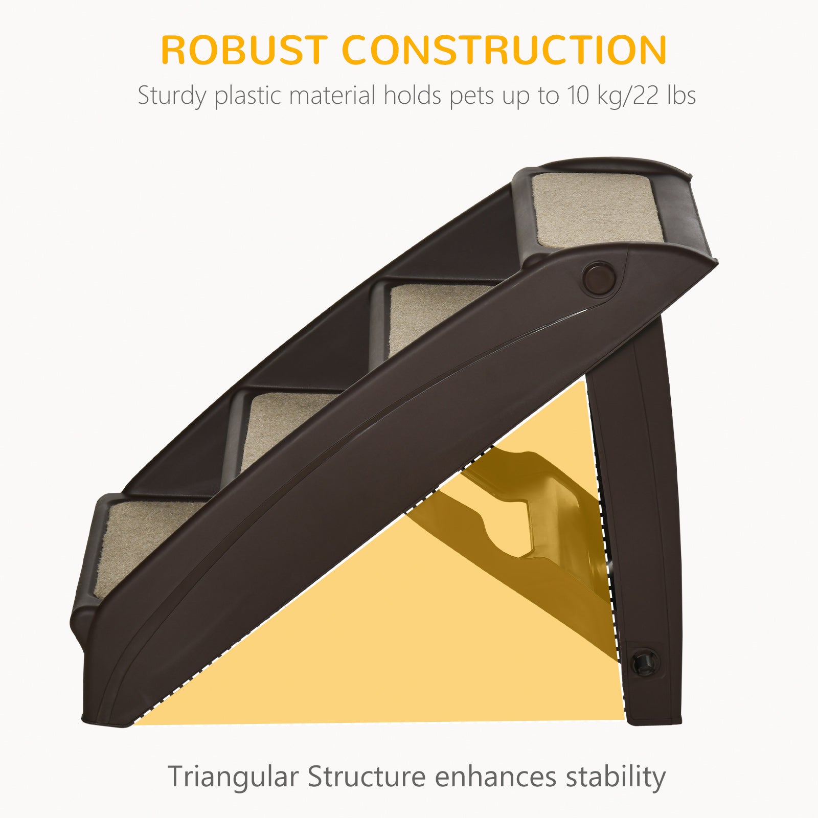 4-Level Portable Pet Stairs, Foldable Dog Ramp, Lightweight Cat Steps, with Nonslip Soft Mats, for High Bed, Sofa, Up to 44 lbs, Dark Brown Dog Stairs at Gallery Canada
