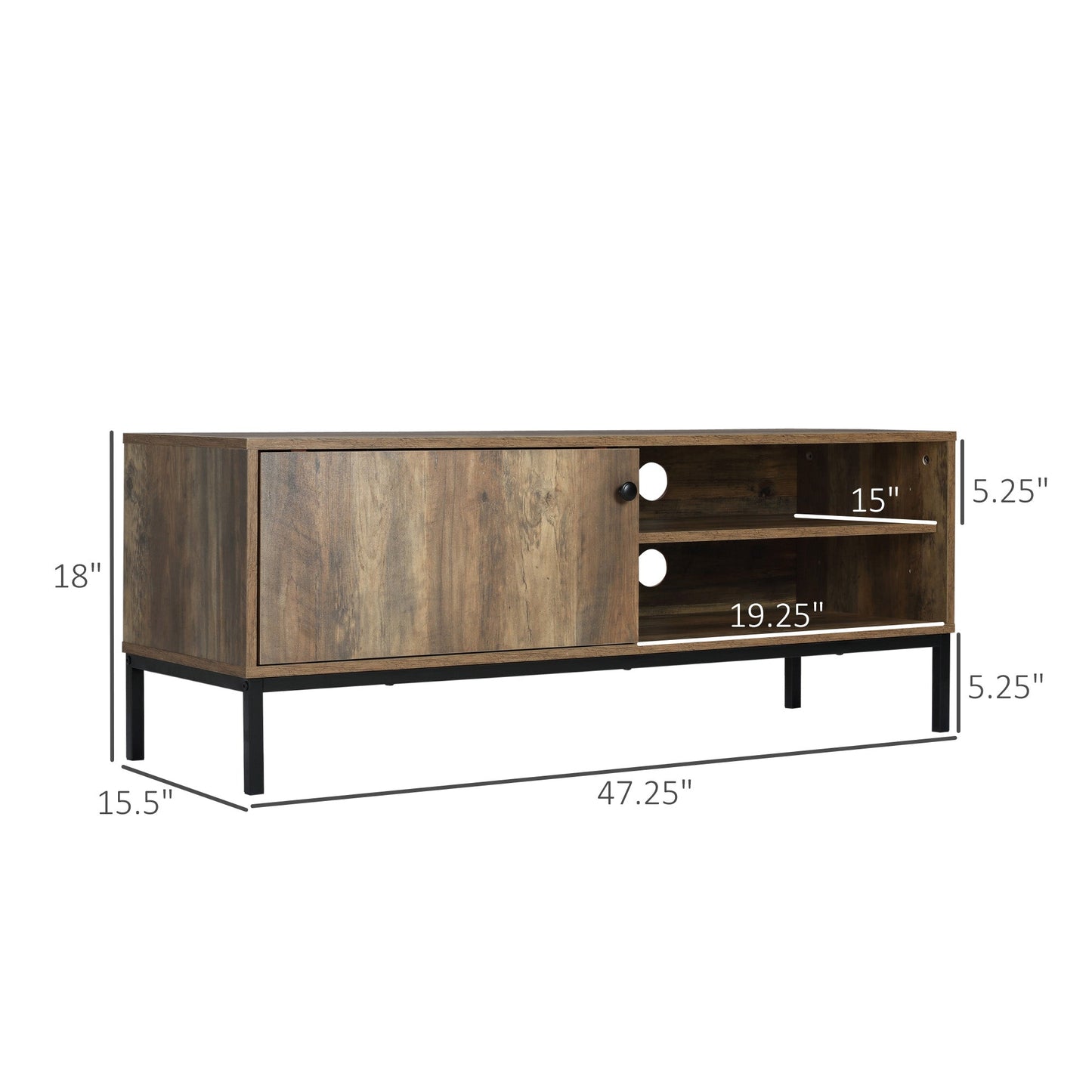 Retro TV Cabinet for TVs up to 50", TV Stand with Compartment and Adjustable Shelf, Media Console with Sliding Door for Living Room, Coffee TV Stands   at Gallery Canada