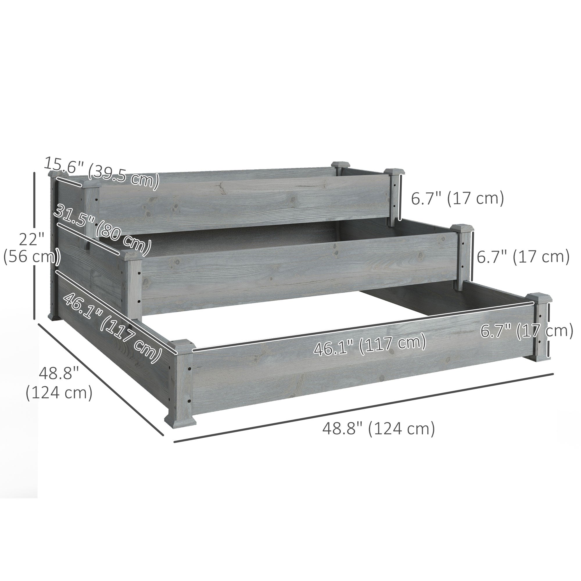 3-Tier Garden Bed Planter Box for Backyard, Patio, 49