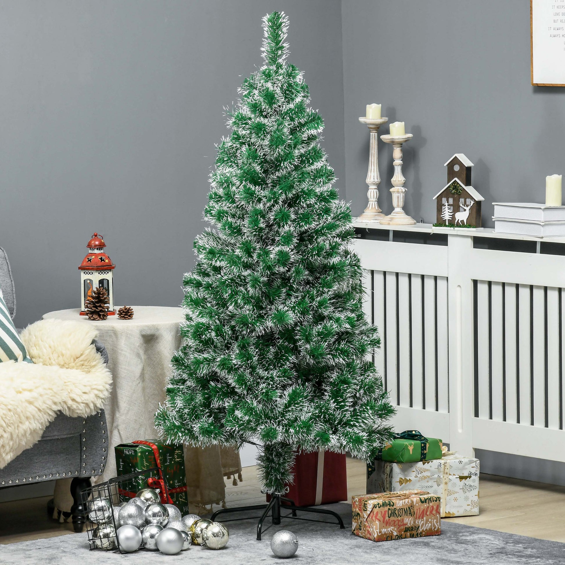 6FT Indoor Christmas Tree Artificial Decoration Xmas Gift with Metal Stand 375 Tips Christmas Trees at Gallery Canada