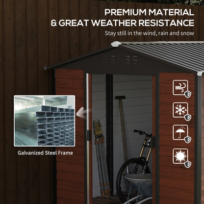 Galvanized Steel 8' x 7' Outdoor Storage Shed with Lockable Doors, Teak Sheds   at Gallery Canada