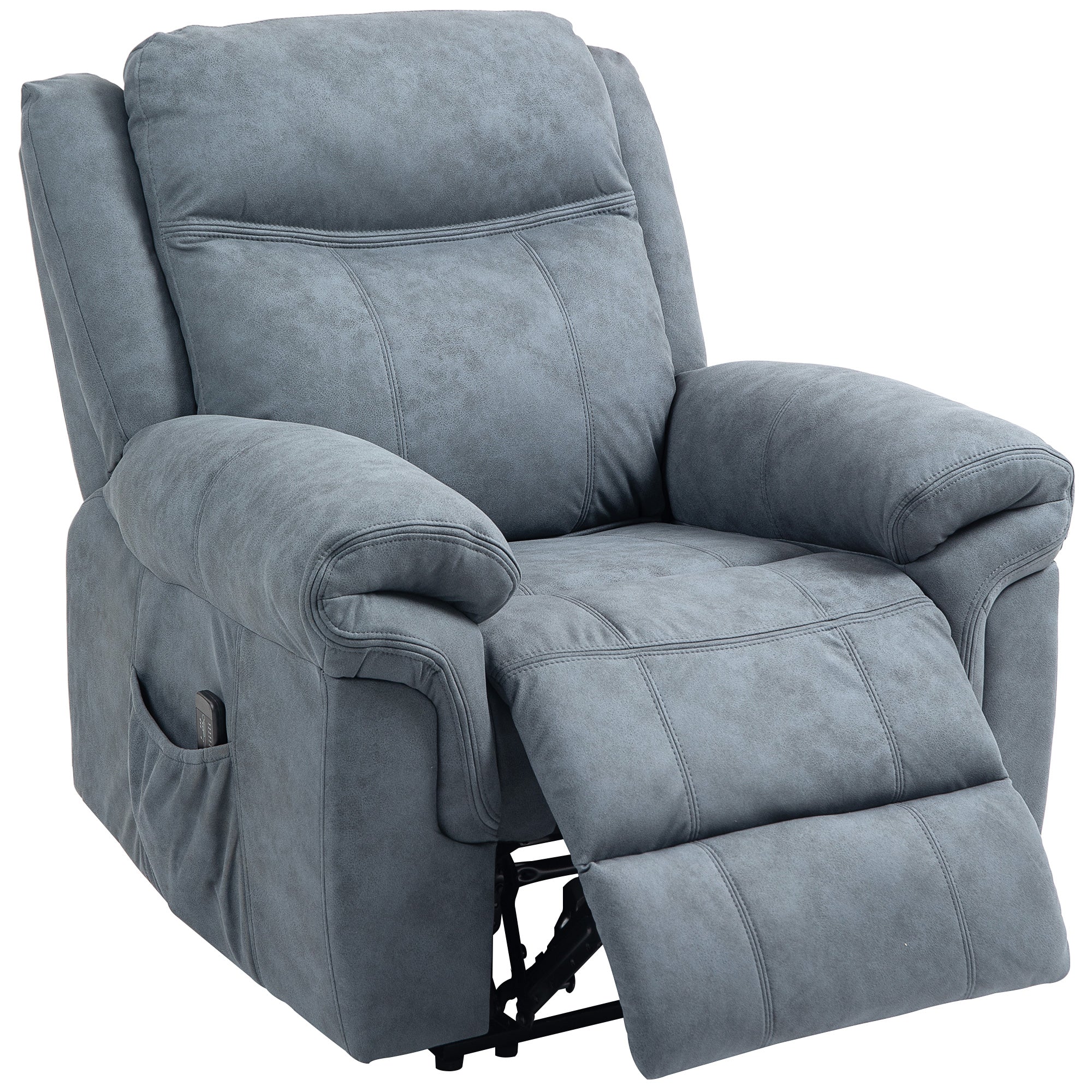 Manual Recliner Chair with Vibration Massage, Side Pockets, Microfibre Reclining Chair for Living Room, Blue Sofas & Reclining Chairs Blue at Gallery Canada