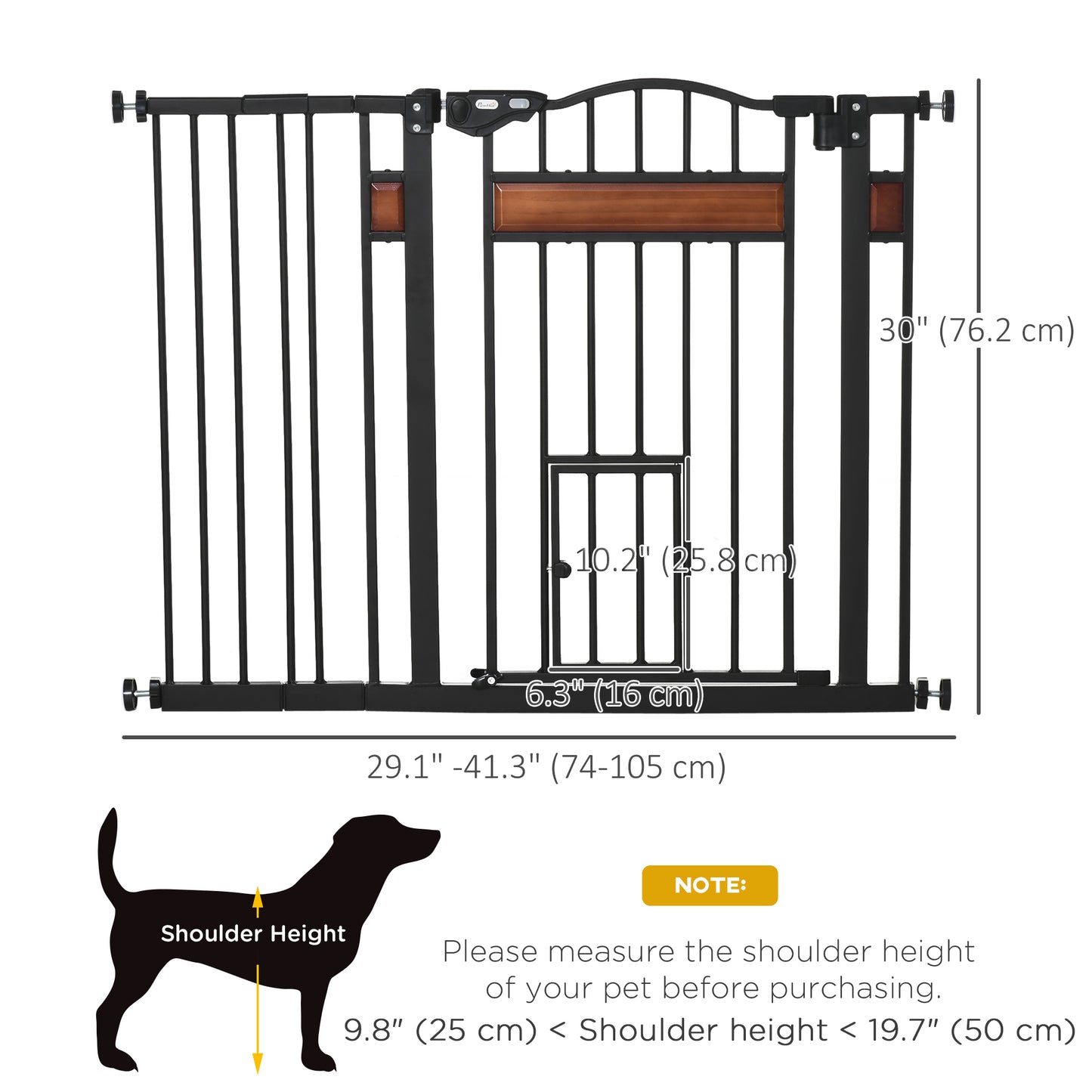 29.1''-41.3'' Extra Wide Dog Gate with Cat Door, Stair Pressure Fit, Auto Close, Double Locking, for Doorways, Hallways Houses, Kennels & Pens at Gallery Canada