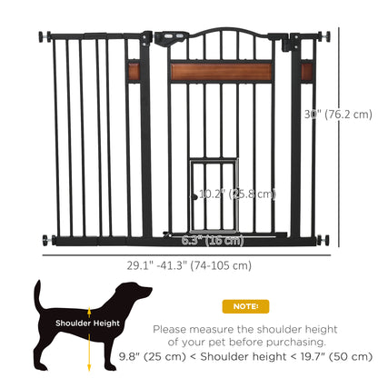 29.1''-41.3'' Extra Wide Dog Gate with Cat Door, Stair Pressure Fit, Auto Close, Double Locking, for Doorways, Hallways Houses, Kennels & Pens at Gallery Canada