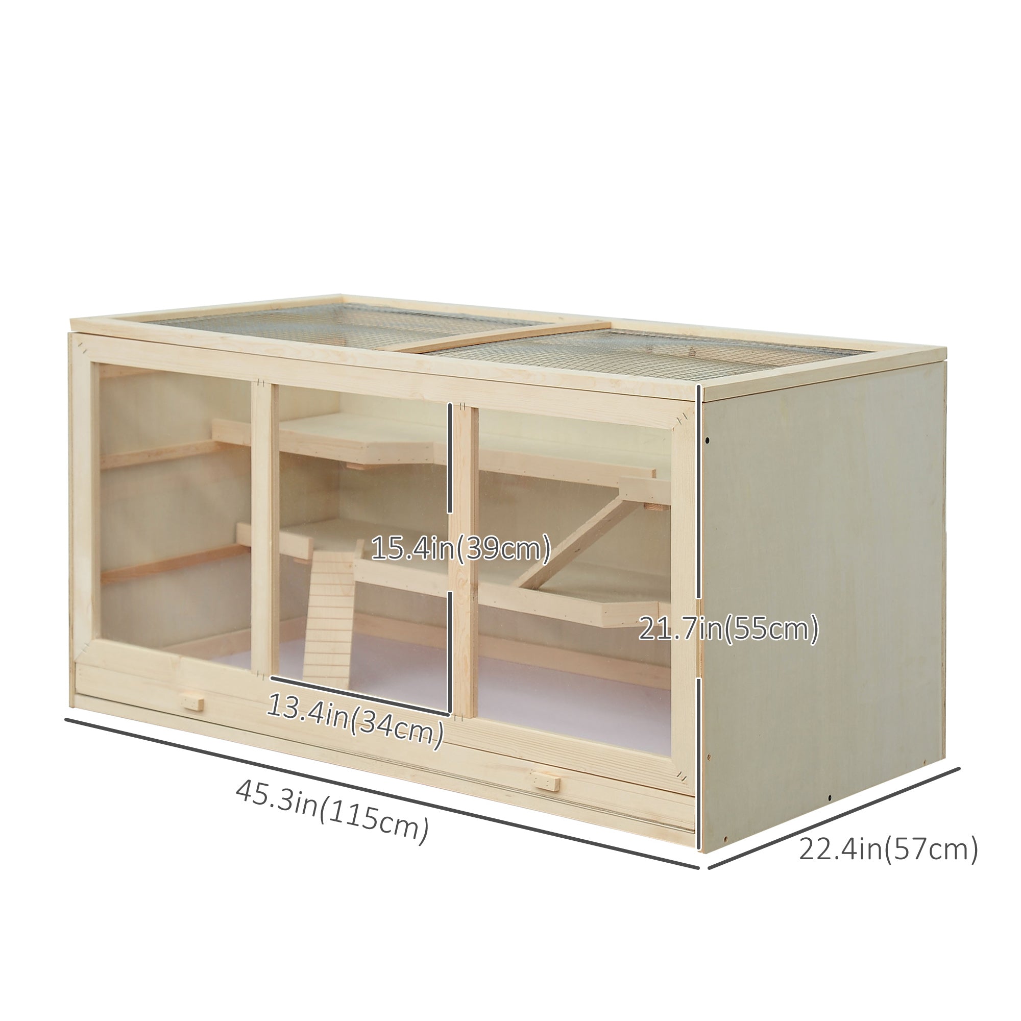 Wooden Hamster Cage Rat Cage with Slide, Tray, Natural Wood Hamster Cages at Gallery Canada