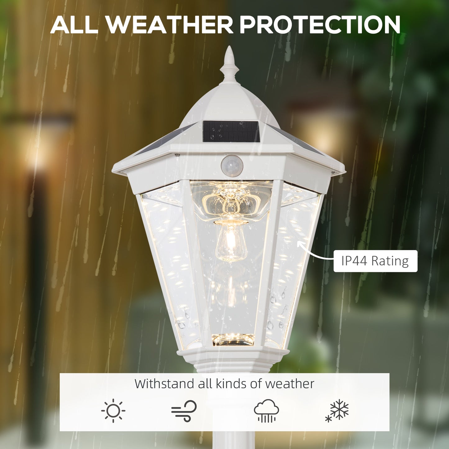 77" Solar Lamp Post Light Outdoor Street Lamp, Motion Activated Sensor PIR, Adjustable Brightness for Backyard, White Solar Post Lamps   at Gallery Canada