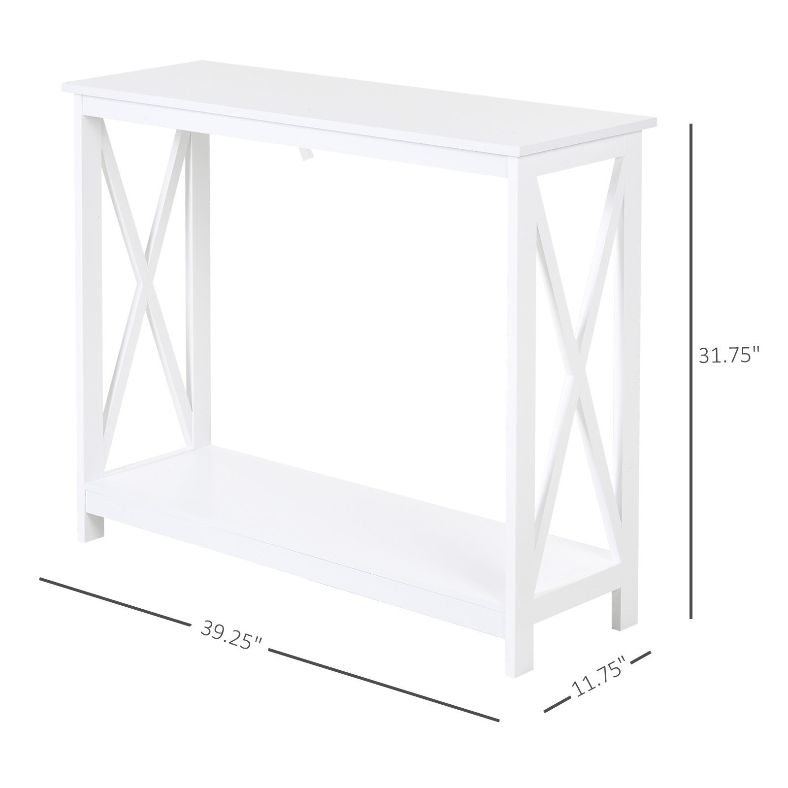 2 Tier X-Design Console Table Sofa Side Table w/Storage Shelf for Living Room Entryway, White Console Tables at Gallery Canada