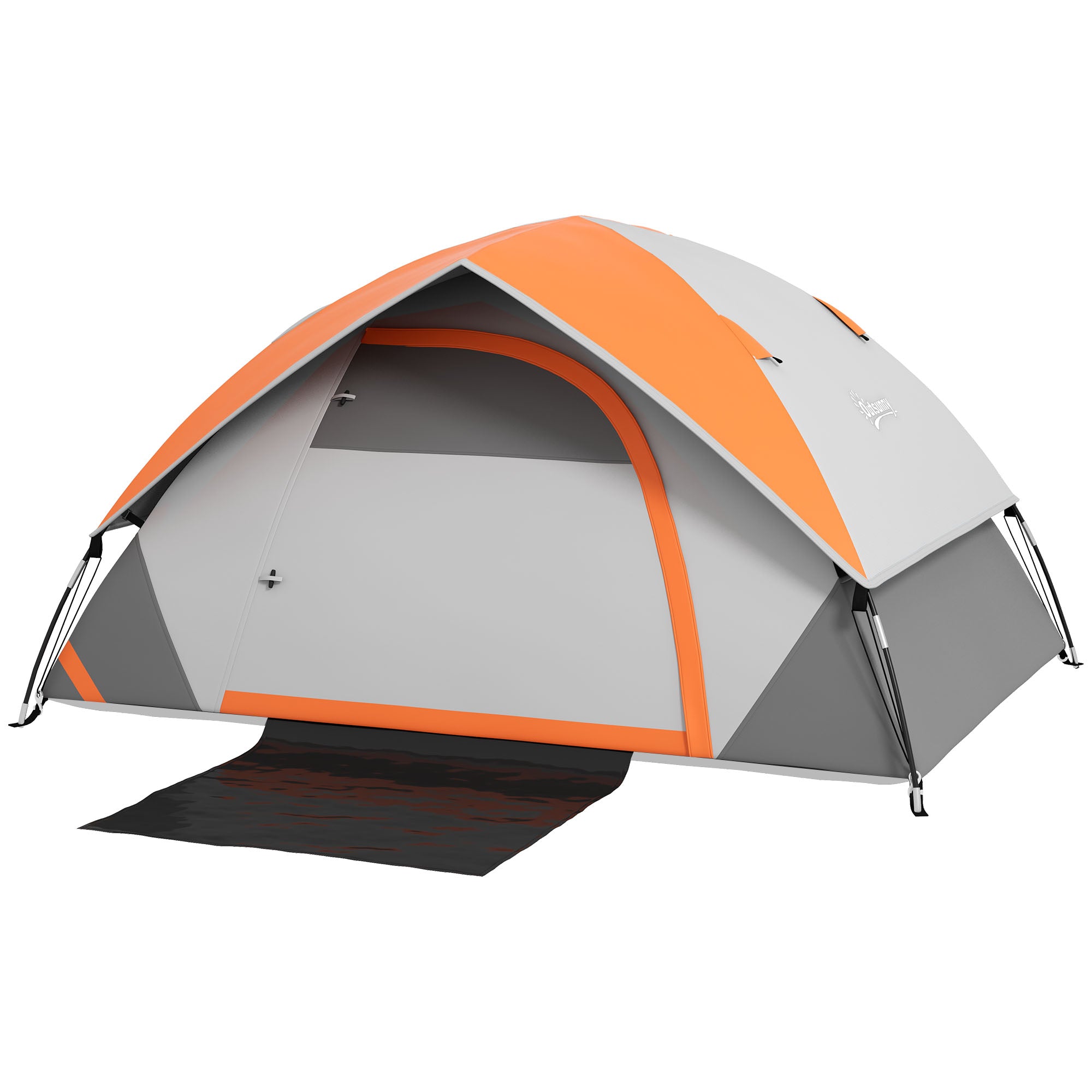 3000mm Waterproof Camping Tent for 2 Man, with Sewn-in Groundsheet and Carry Bag, Grey and Orange Camping Tents Grey and Orange at Gallery Canada