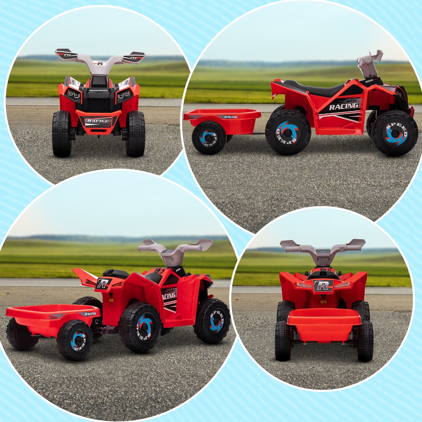 6V Electric Toy Car with Back Trailer, Forward Backward, Wear-Resistant Wheels for Ages 18-36 Months, Red Electric Ride On Toys   at Gallery Canada