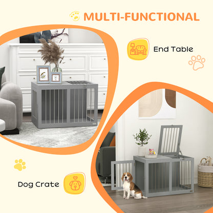 31.5" Dog Crate Furniture with Double Doors, for Medium Dogs, Grey Houses, Kennels & Pens   at Gallery Canada