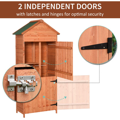 Wood Garden Shed Outdoor Tool Storage Cabinet Hutch Lockable Unit with Double Door and 3 Tire Storage Shelves Sheds   at Gallery Canada