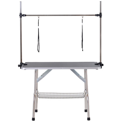 Metal Adjustable Dog Grooming Table Rubber Top 2 Safety Slings Mesh Black Dog Grooming Tables   at Gallery Canada