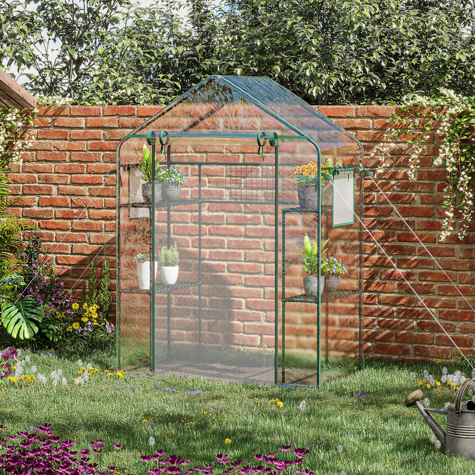 Walk-in Greenhouse with 4 Shelves, 56