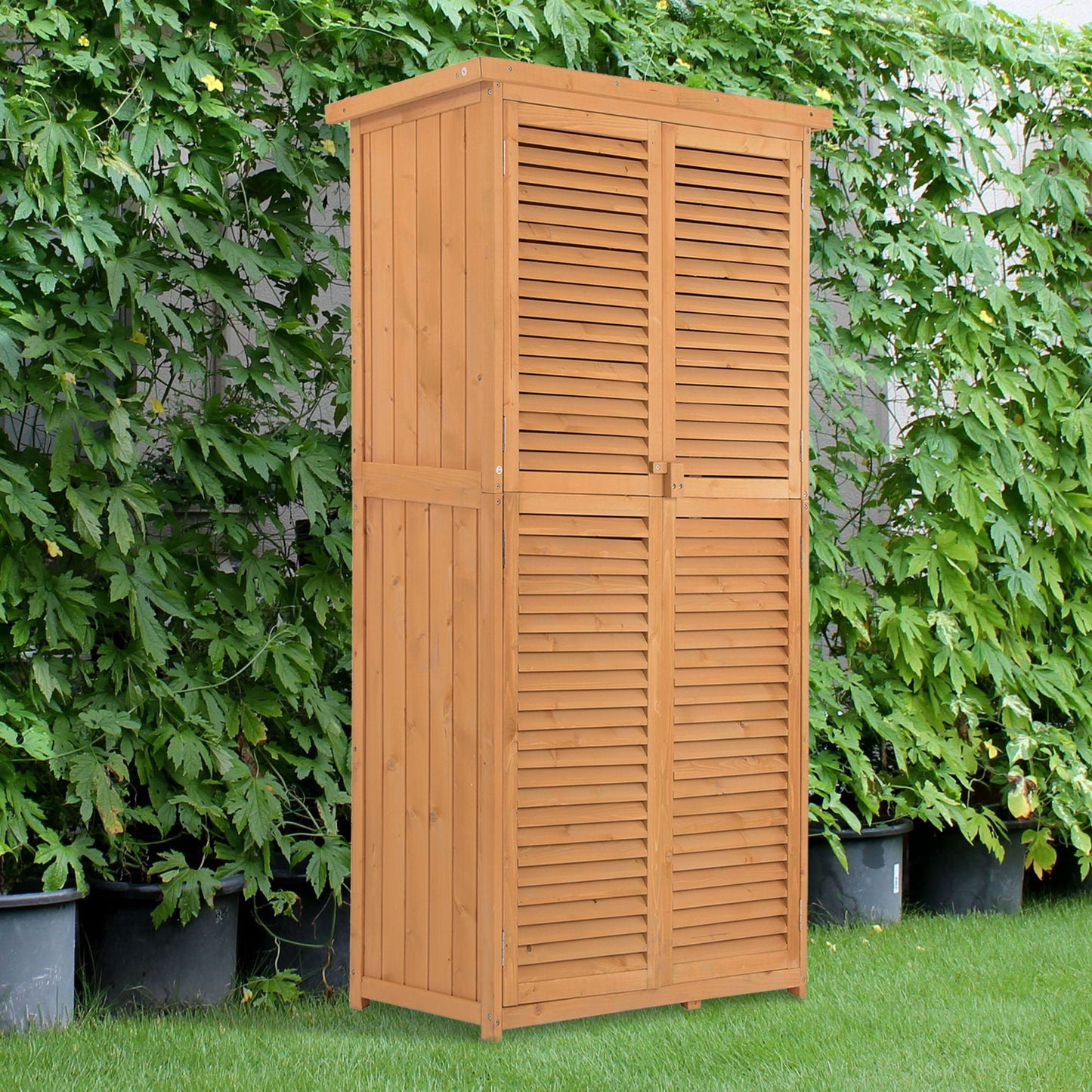 3' x 5' Wooden Garden Storage Shed, Sheds &; Outdoor Storage with Asphalt Roof &; 2 Large Wood Doors with Lock, Natural Sheds   at Gallery Canada