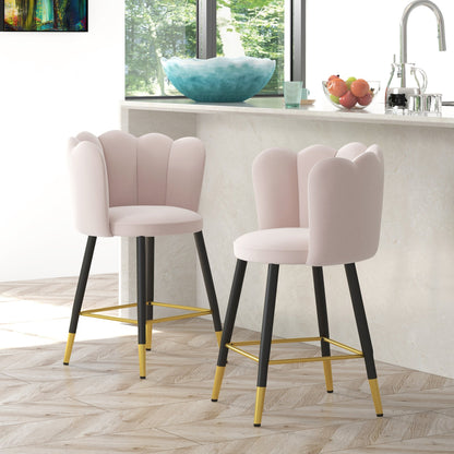 Bar Stools Set of 2 Modern Counter Height Bar Stools with Back, Footrest for Home Kitchen, 23.2"x20.5"x35.4", Pink Bar Stools   at Gallery Canada