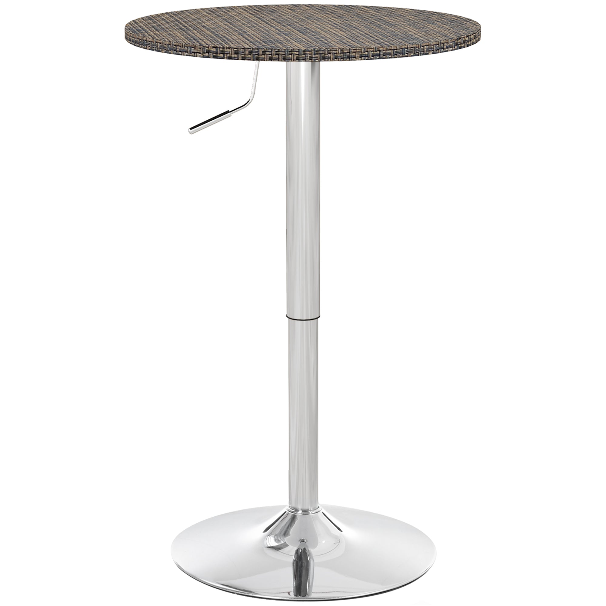 Adjustable Bar Table for 2, Round Pub Table with PE Rattan Top and Steel Base for Home Bar, Small Dining Room, Brown Bar Tables at Gallery Canada