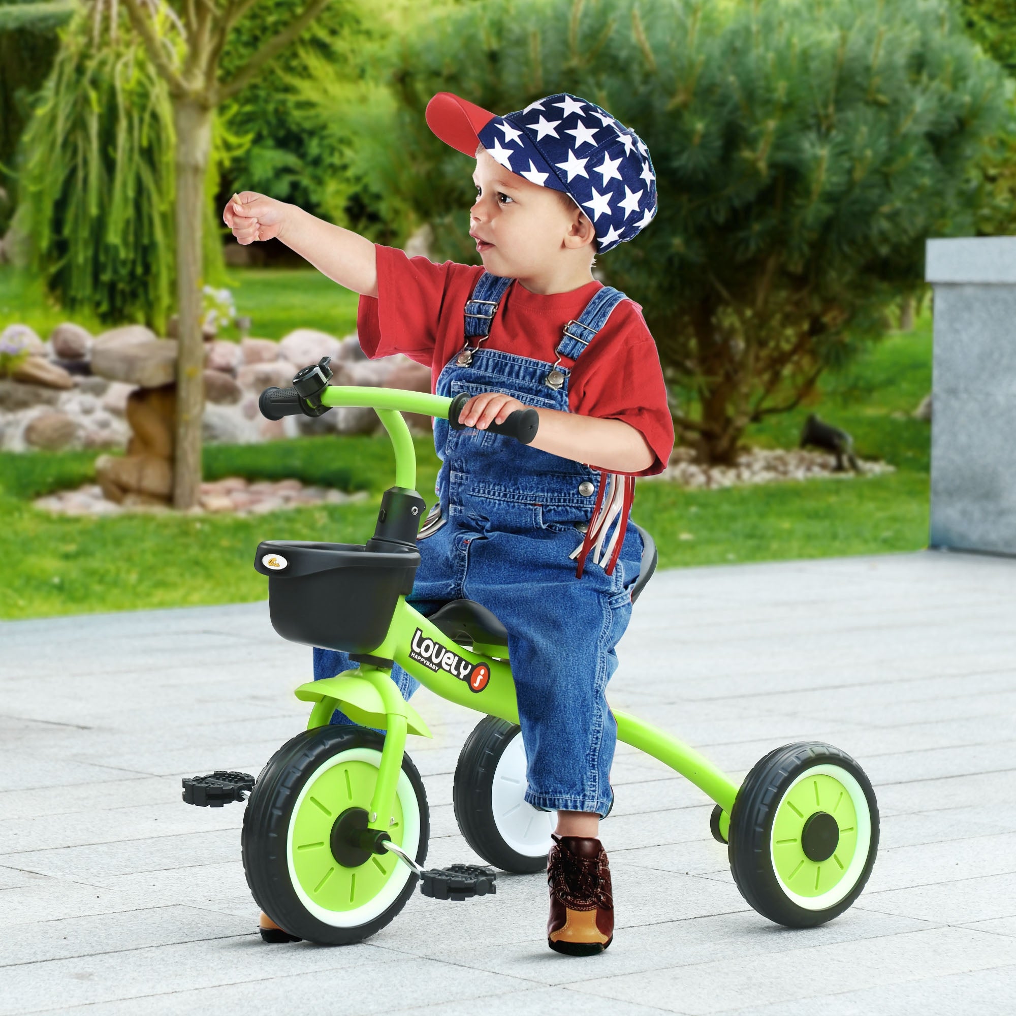 Tricycle for Toddler 2-5 Year Old Girls and Boys, Toddler Bike with Adjustable Seat, Basket, Bell, Green Tricycles for Kids at Gallery Canada