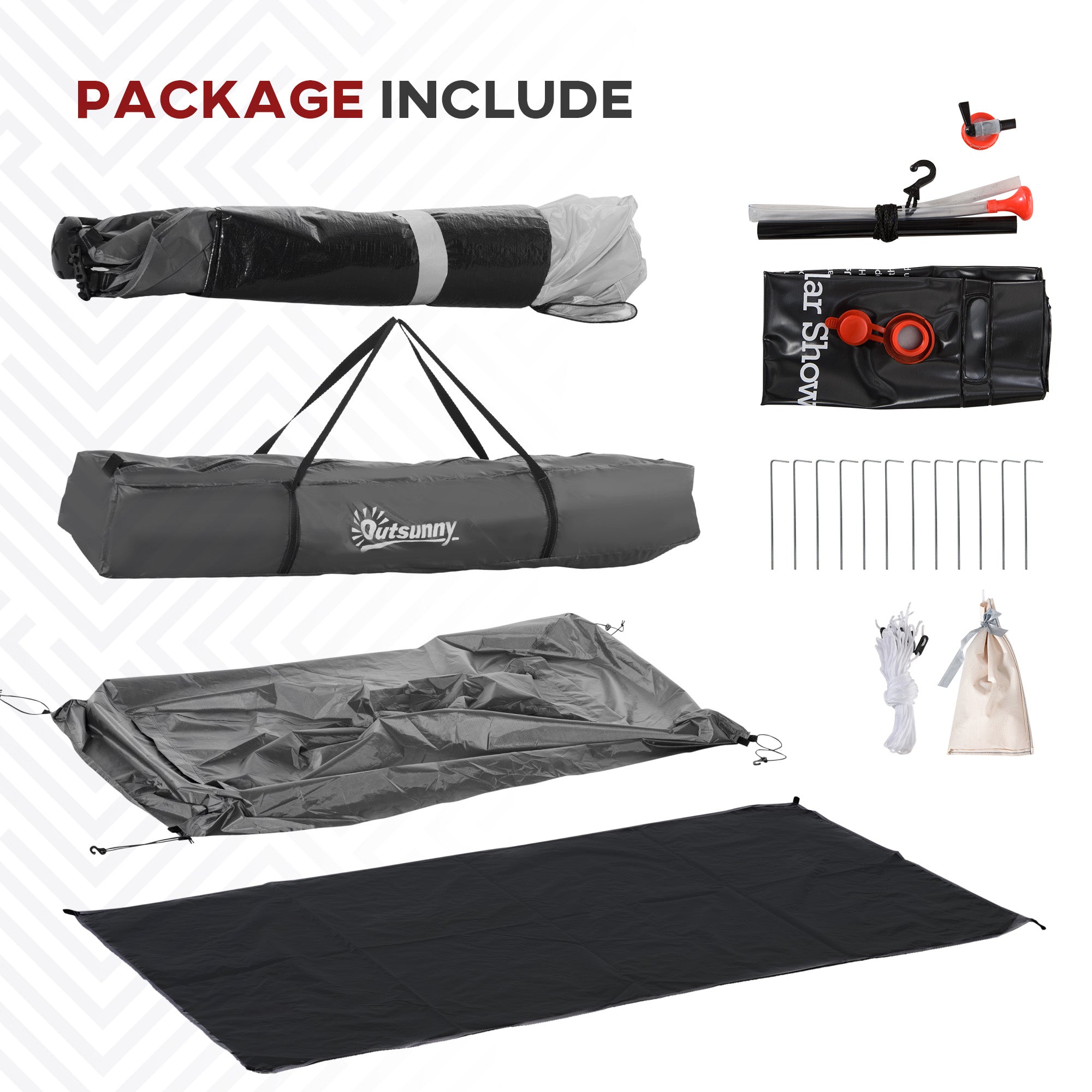 Outdoor Portable Pop Up Shower Tent Changing Tent Privacy Enclosure with 2 Rooms, Shower Bag, Floor for Camping, Dark Grey Camping Tents at Gallery Canada
