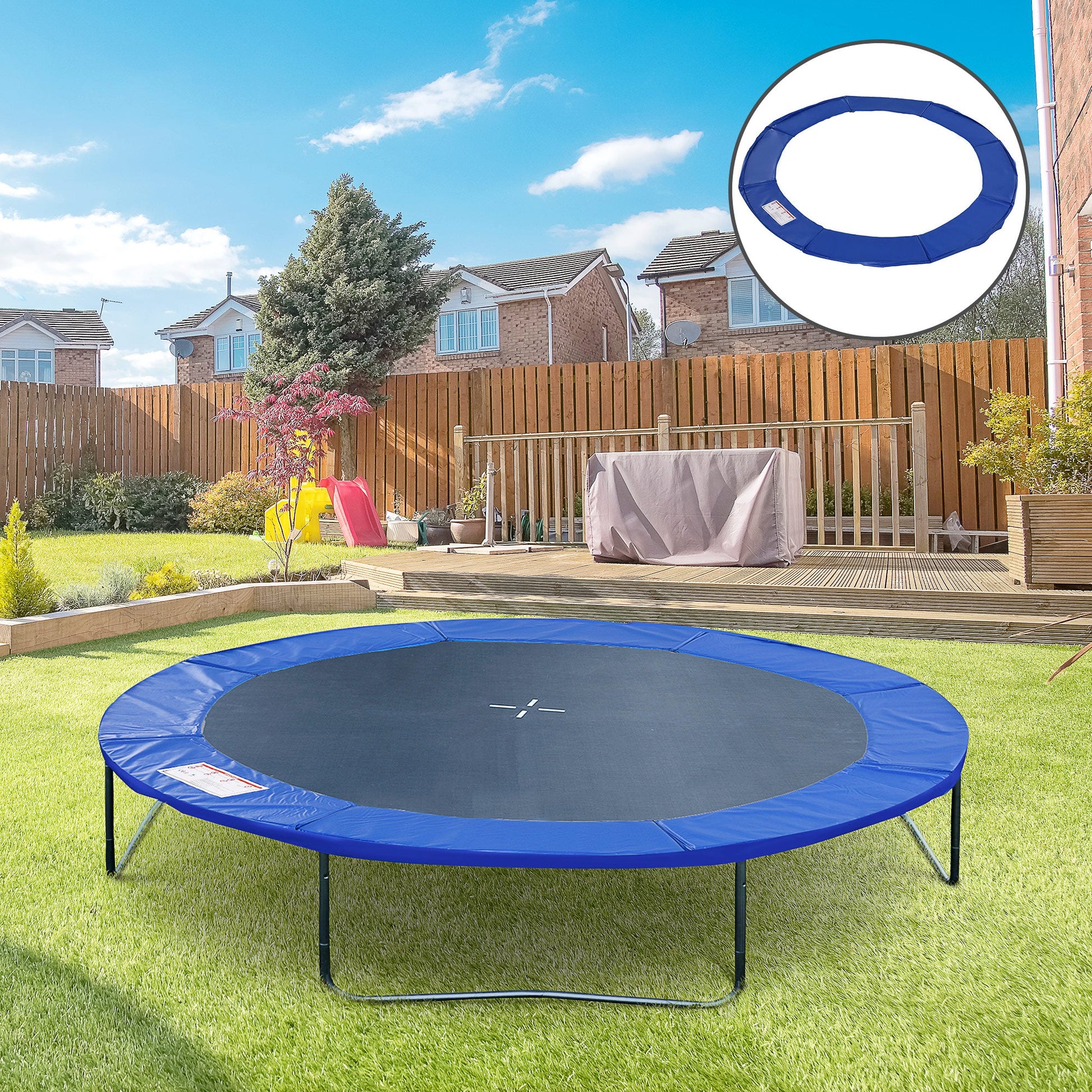 Φ8ft Trampoline Pad Φ96" Spring Safety Replacement Gym Bounce Jump Cover EPE Foam Blue Trampolines   at Gallery Canada