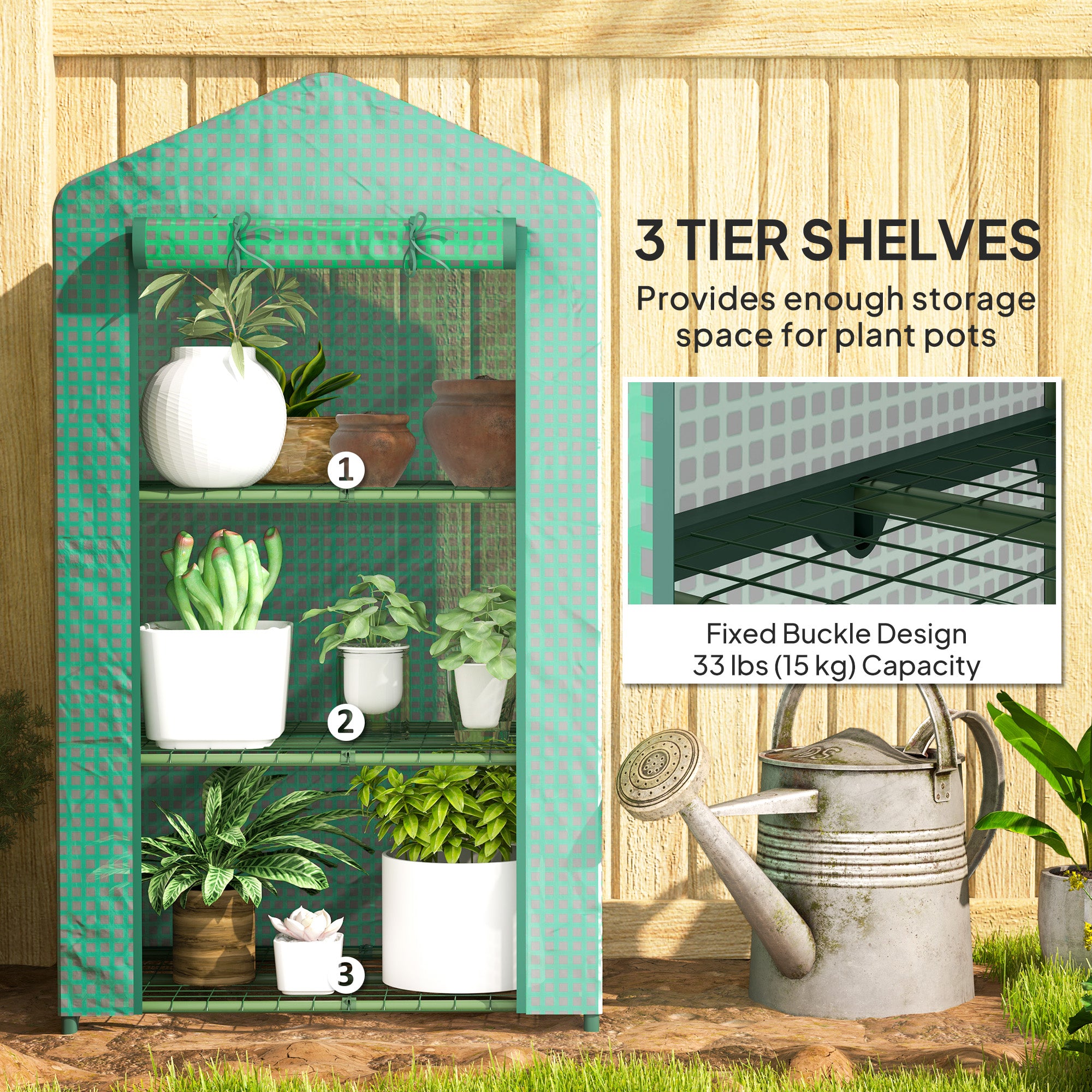 3 Tier Mini Greenhouse, Portable Flower Stand with Shelf Clips, Indoor Greenhouse with Steel Frame, Green Greenhouses at Gallery Canada