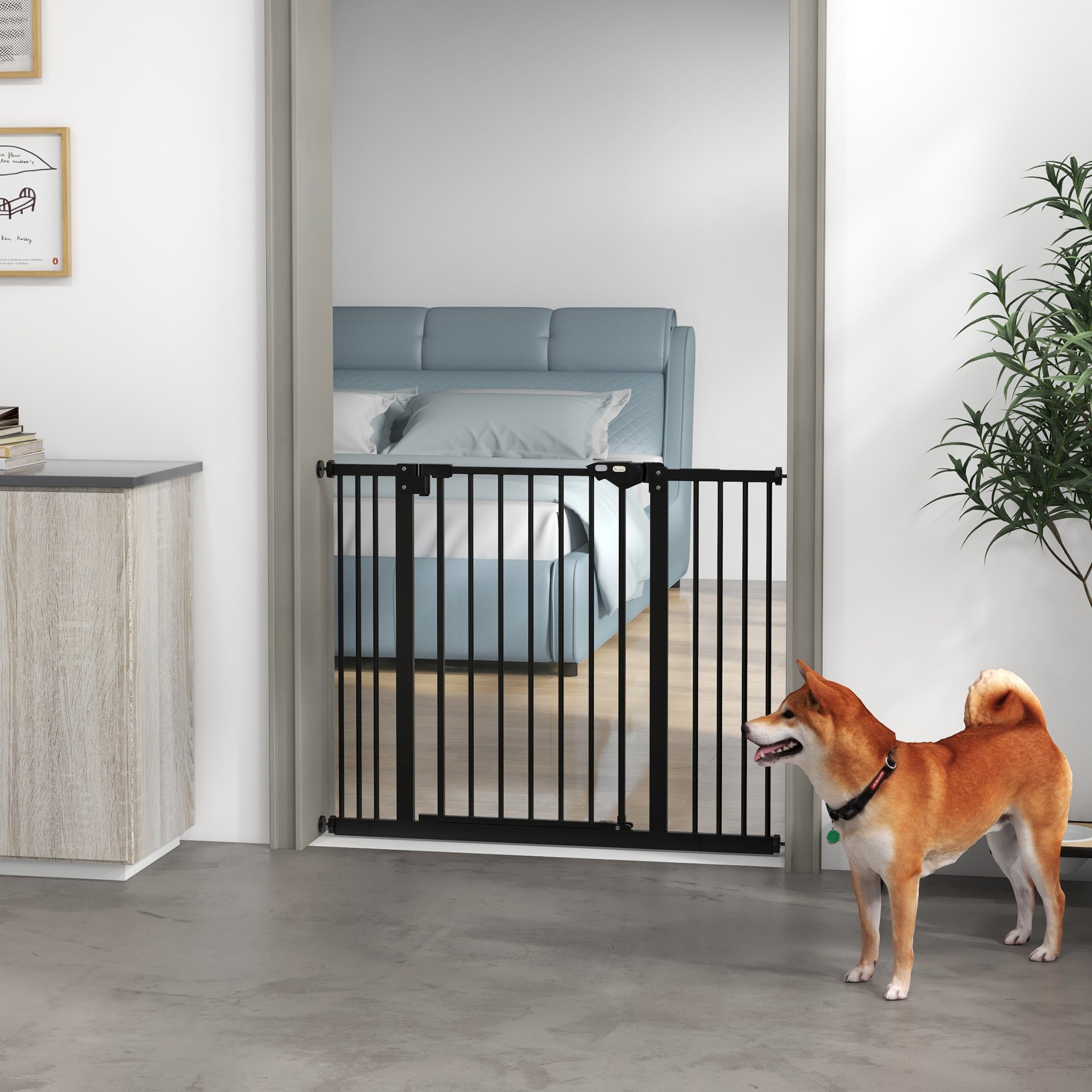30 Inch Tall Pet Gate with Door Dog Gate and Barrier Indoor for Stairs Includes 2.8