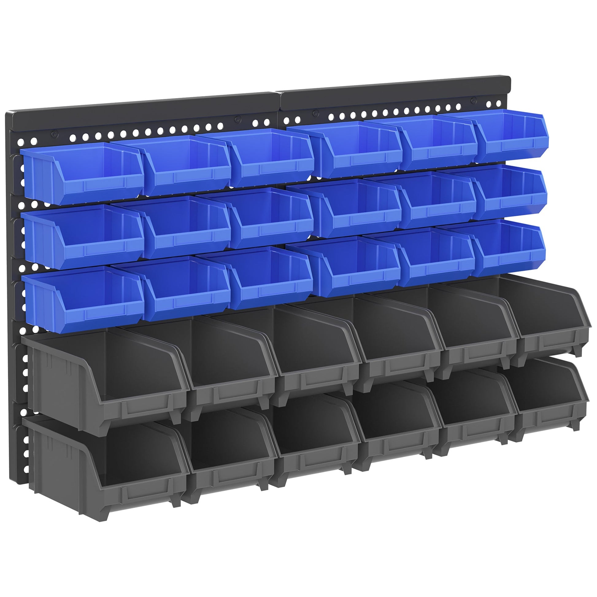 Wall Mounted Storage Bin Rack Tool Organizer with 30 Bins, Pegboard for Garage Workshops Blue Tool Organizers Multi Colour  at Gallery Canada