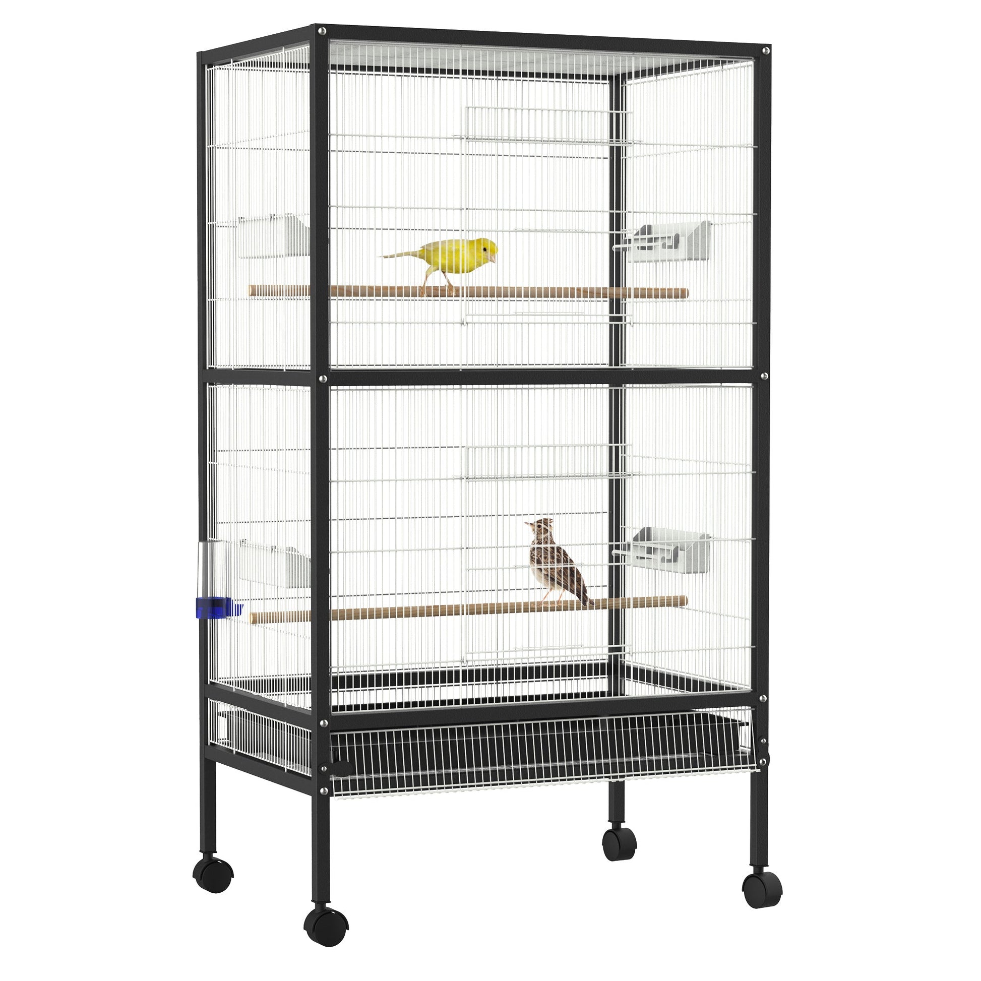 Bird Cage Conure Parrot Budgie Cage with Bird Perch &; Wheels, Black and White Bird Cages Multi Colour  at Gallery Canada