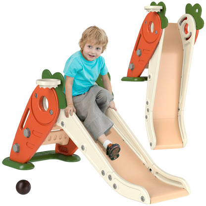 3 in 1 Foldable Toddler Slide with Basketball Hoop, Climber, for 1-3 Years Old, Orange Gym Sets & Swings   at Gallery Canada