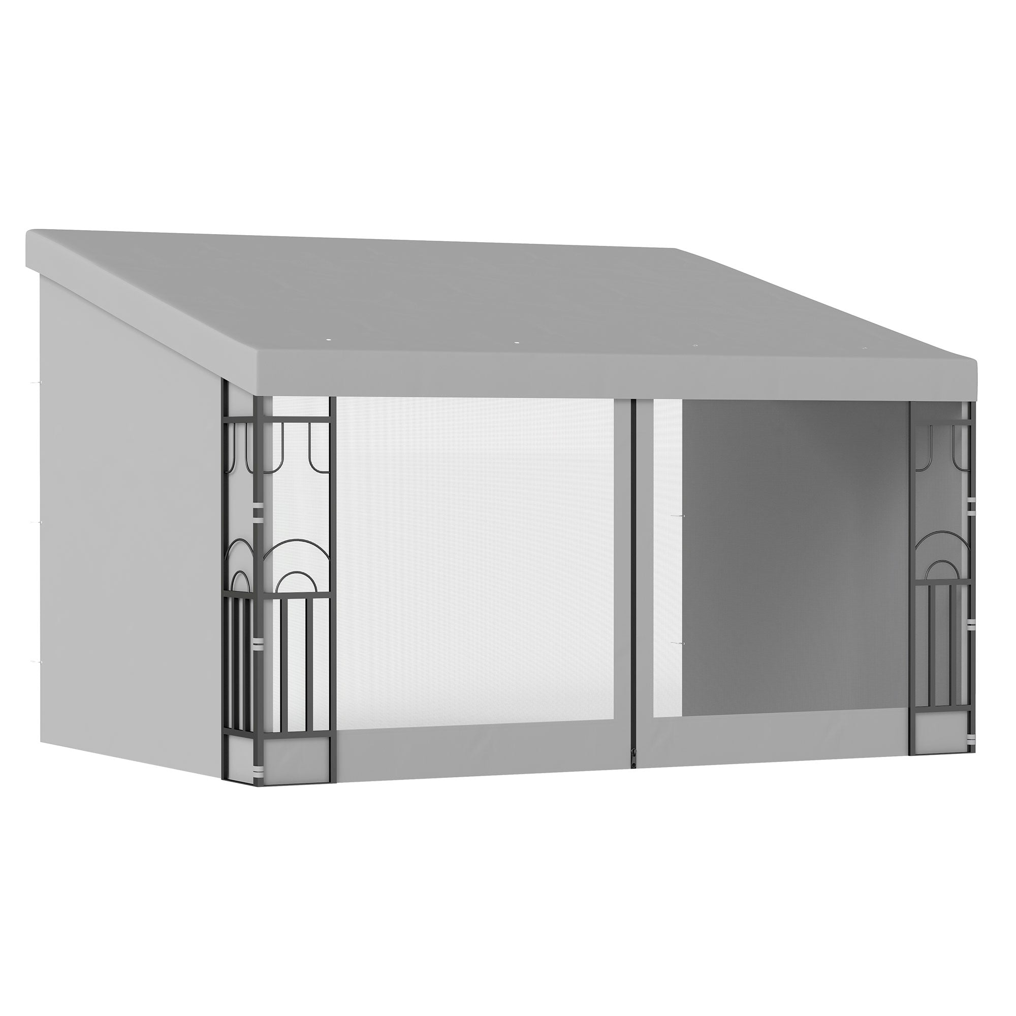 10' x 13' Wall Pergola, Outdoor Gazebo with 2 Curtains and 2 Nettings, UV Resistant, for Patio, Deck, Light Grey Pergolas at Gallery Canada