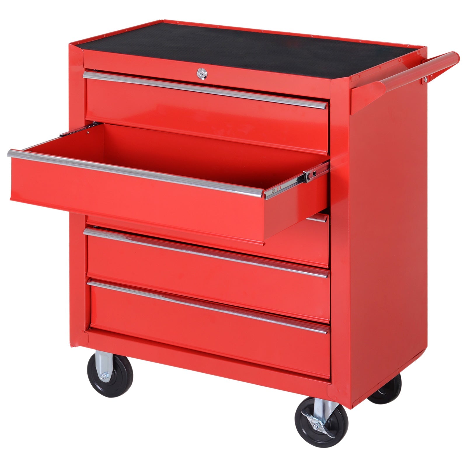 5 Drawer Roller Tool Chest, Mobile Lockable Toolbox, Storage Organizer with Handle for Workshop Mechanics Garage, Red Tool Organizers Red  at Gallery Canada