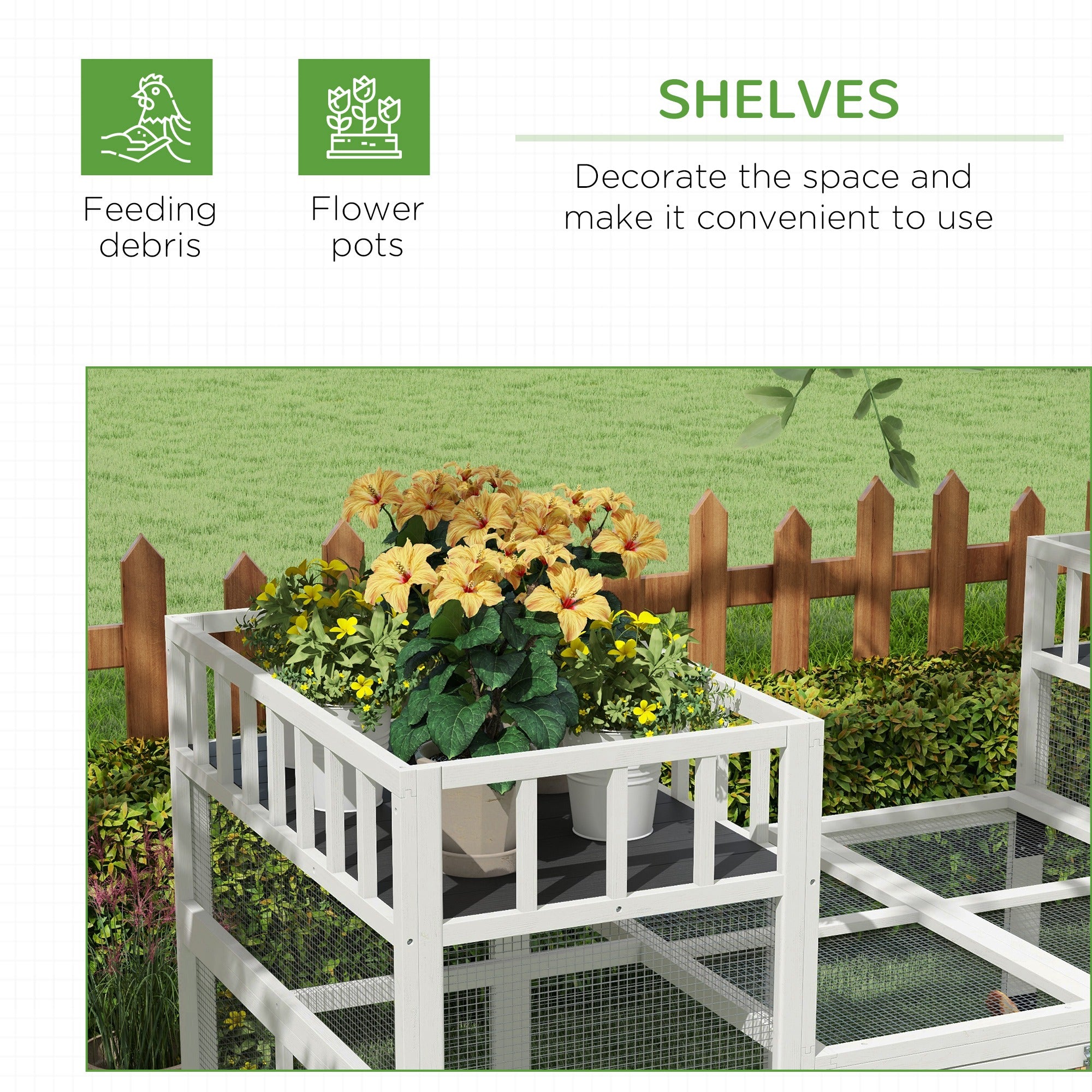 7.3' x 3.6' Wooden Chicken Coop Combinable Design with Storage Shelf for 2-4 Chickens, Ducks, Goose, Rabbits, White Chicken Coops at Gallery Canada