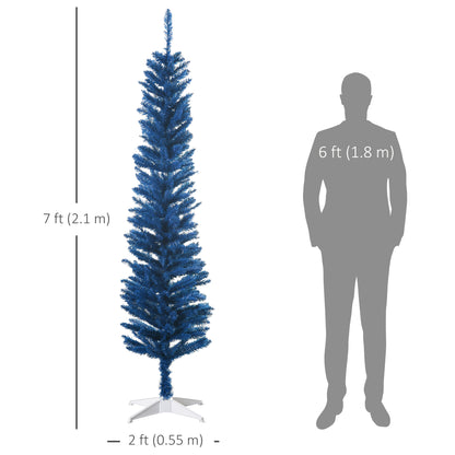 7ft Artificial Christmas Tree, Pencil Christmas Tree for Xmas Holiday Decor, Deep Blue Pencil Christmas Trees   at Gallery Canada